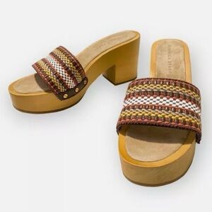 Veronica Beard Suede Woven Platform Clog Sandals